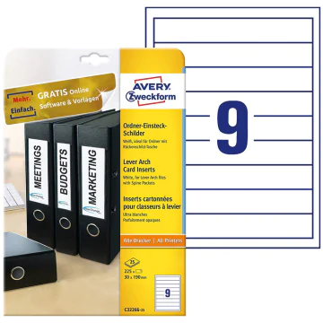 Photo Etiquettes Dos de classeur 30 x 190 mm - Blanc AVERY