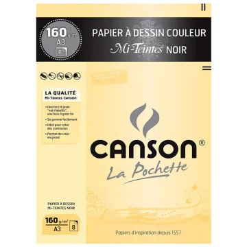 Photo Feuilles de papier dessin A3 - Noir : CANSON Mi-teintes Lot de 8