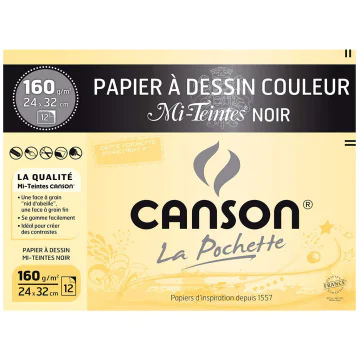Photo CANSON 200317104 : Lot de  feuilles Mi-teintes - 320 x 240 mm - Noir 
