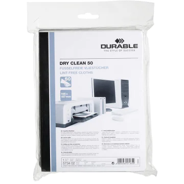 Photo DURABLE 5734-02 : Lot de 50 lingettes  de nettoyage - DRY CLEAN