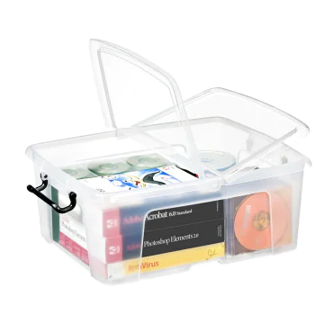 Photo Bac de rangement avec couvercle - 24 litres transparent HW673 CEP