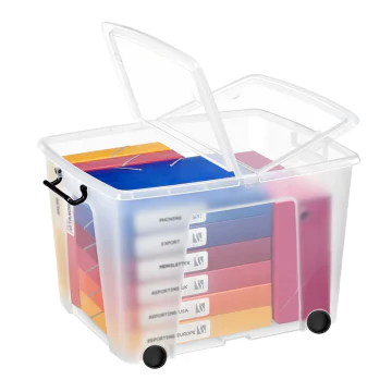 Photo Bac de rangement avec couvercle - 75 litres transparent HW676 CEP