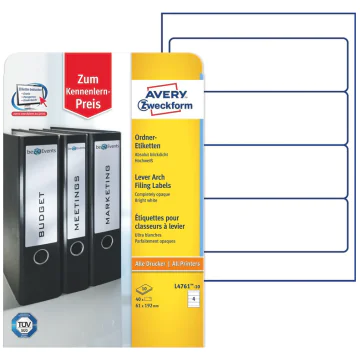 Photo Etiquettes Dos de classeur 61 x 192 mm - Extra Blanc AVERY