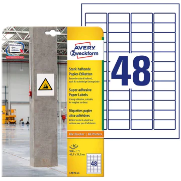 Photo Étiquettes ultra adhésives pour impression - 45,7 x 21,2 mm - Blanc AVERY