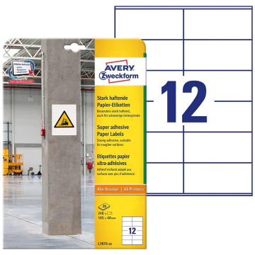 Photo Étiquettes ultra adhésives pour impression - 105 x 48 mm - Blanc AVERY