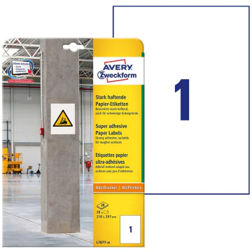 Photo Étiquettes ultra adhésives pour impression - 210 x 297 mm A4 - Blanc AVERY