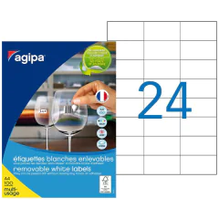 Image Etiquettes adhésives amovibles - 70 x 37 mm - Blanc AGIPA