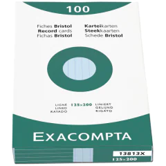 Photo Fiches Bristol lignées - 125 x 200 mm - Azur EXACOMPTA