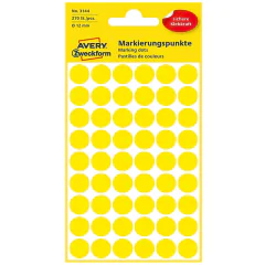 Photo Pastilles adhésives - 12 mm - Jaune AVERY Lot de 270 Étiquettes rondes
