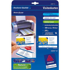 Photo Carte de visite blanche - 220 g - 85 x 54 mm AVERY Quick et Clean Premium